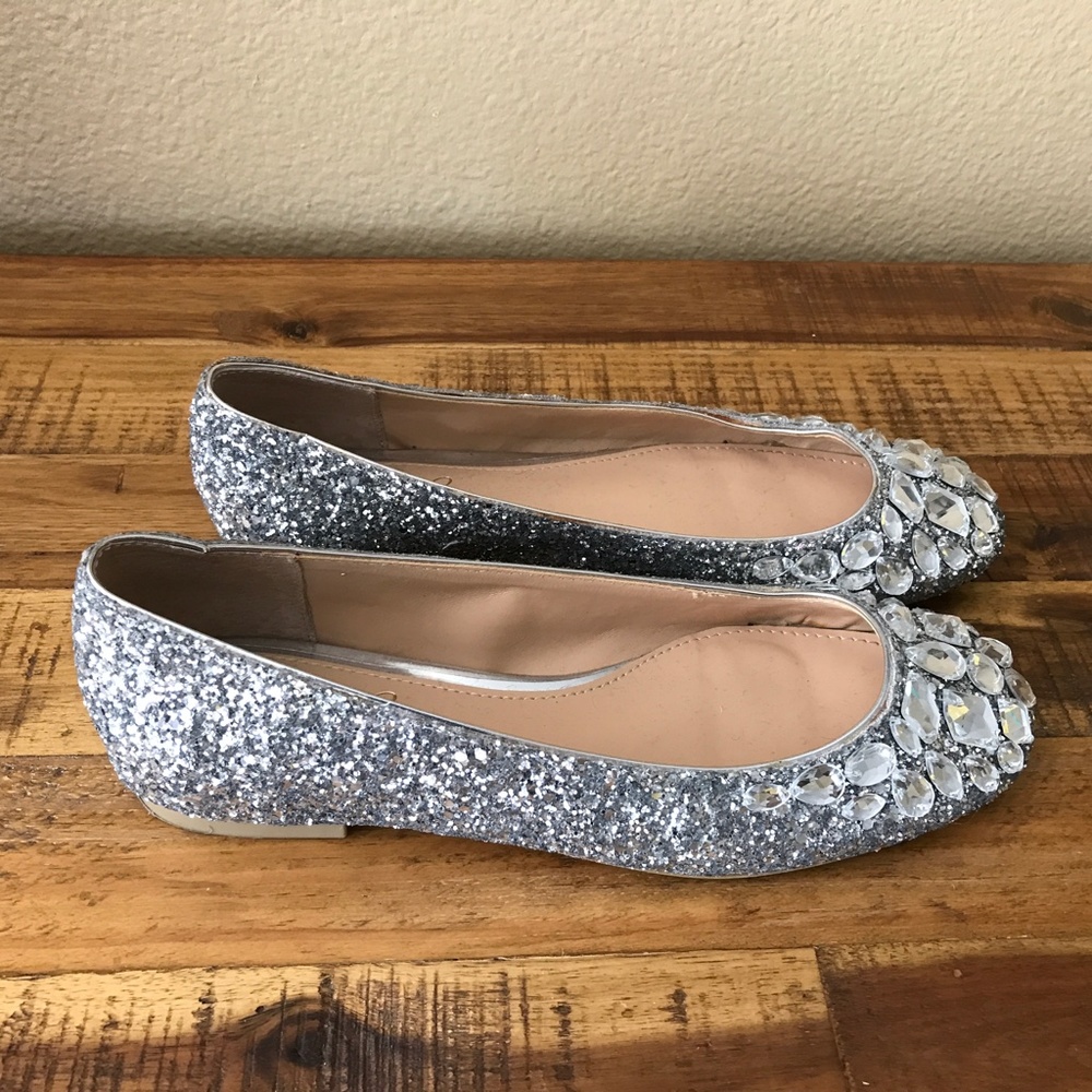 Jewel Badgley Mischka Mathilda rhinestone glitter shoes Sz 6 - Picture 3 of 6